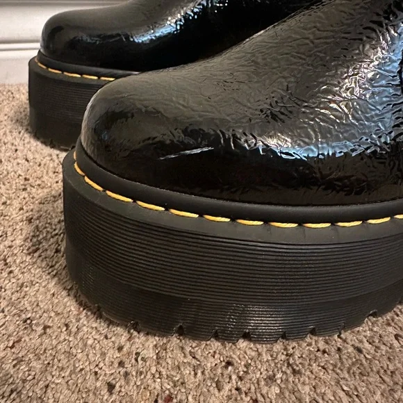 Dr. Martens Platform Black Boots with Yellow Stitching - Picture 5 of 10